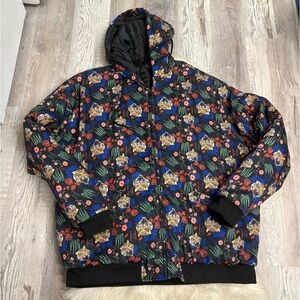 A$$holes live forever hooded bomber jacket tropical tiger floral print coat xxl